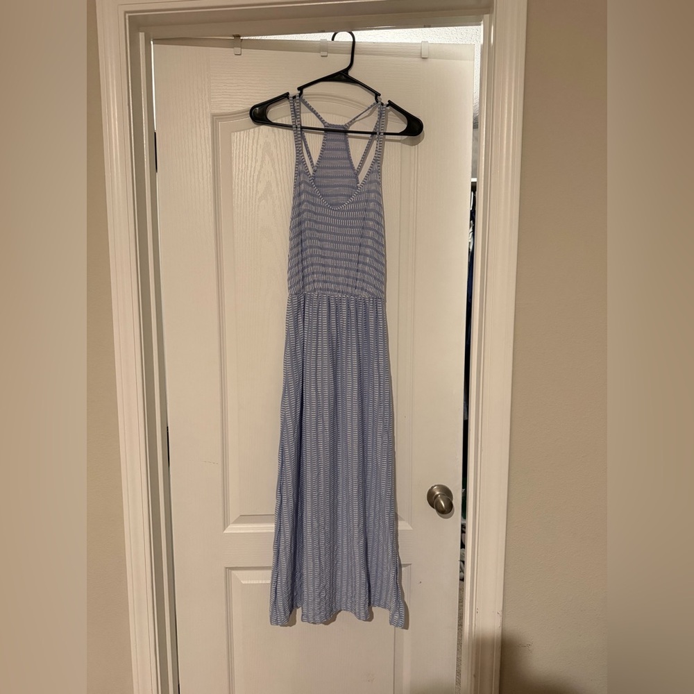 Caution To The Wind Light Blue Striped Maxi Dress